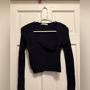 Abercrombie & Fitch Black V-Neck Ribbed Sweater